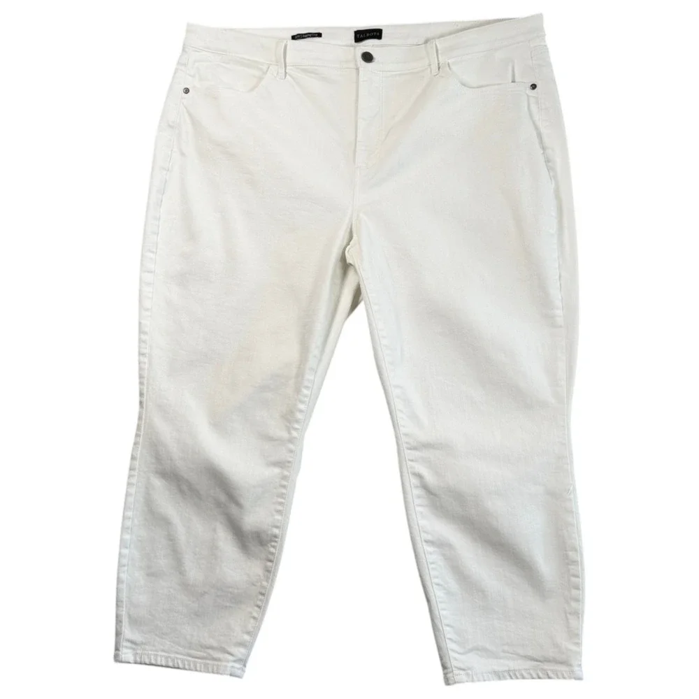 Talbots Womens Cropped Jeggings‎ Plus Size 22W White Stretch Casual Chic Coastal